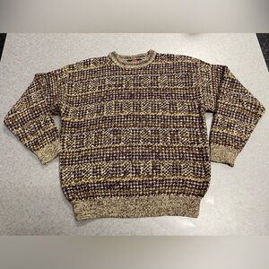 Stone Haven Tight Knit Tan Multi Colored 
Sweater—Large